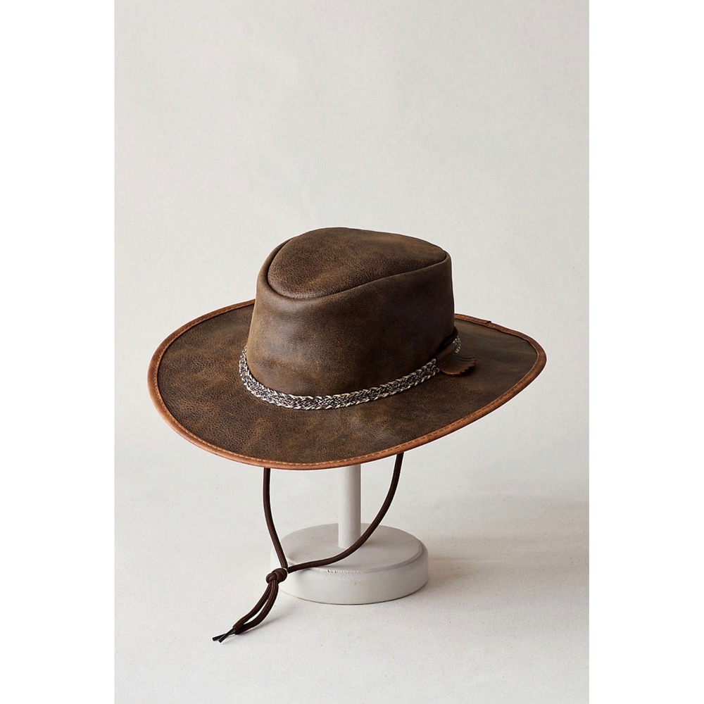 Overland Rancher Oil Leather Cowboy Hat Brown Packable Western USA M 7–7 1/8